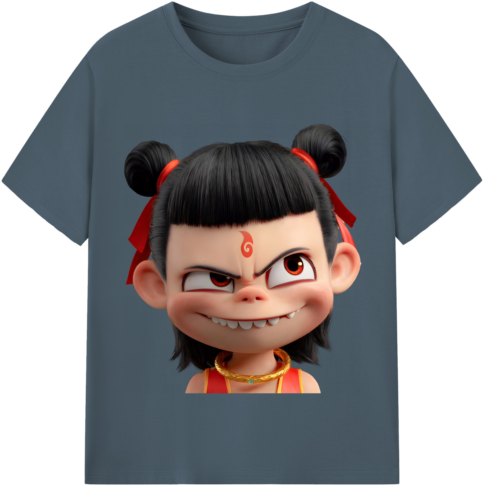 （画像用） Ne Zha 2 ナタ 魔童の大暴れ 綿100％半袖Tシャツ（フロントプリント）